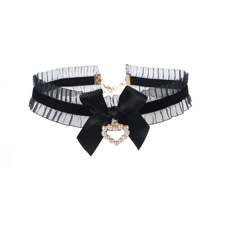 Dress Up with Internet Celebrity Pure Cute Lolita Bow Love Collar Necklace Clavicle Chain Women's Party