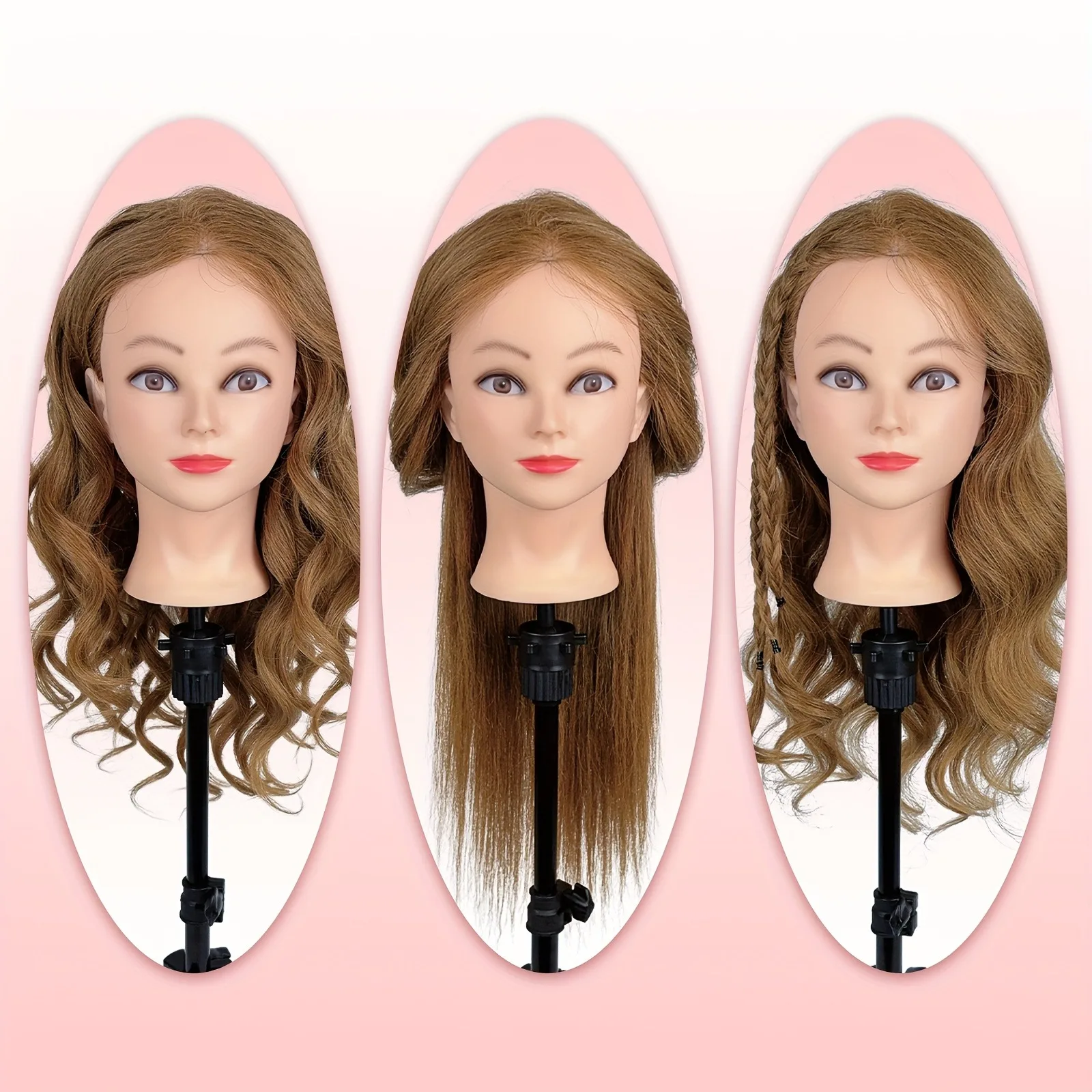 Human Hair Mannequin Head With 100% Real Hair Perfect For Hairdresser Practical Teaching Training Doll Head With Stand And Tools