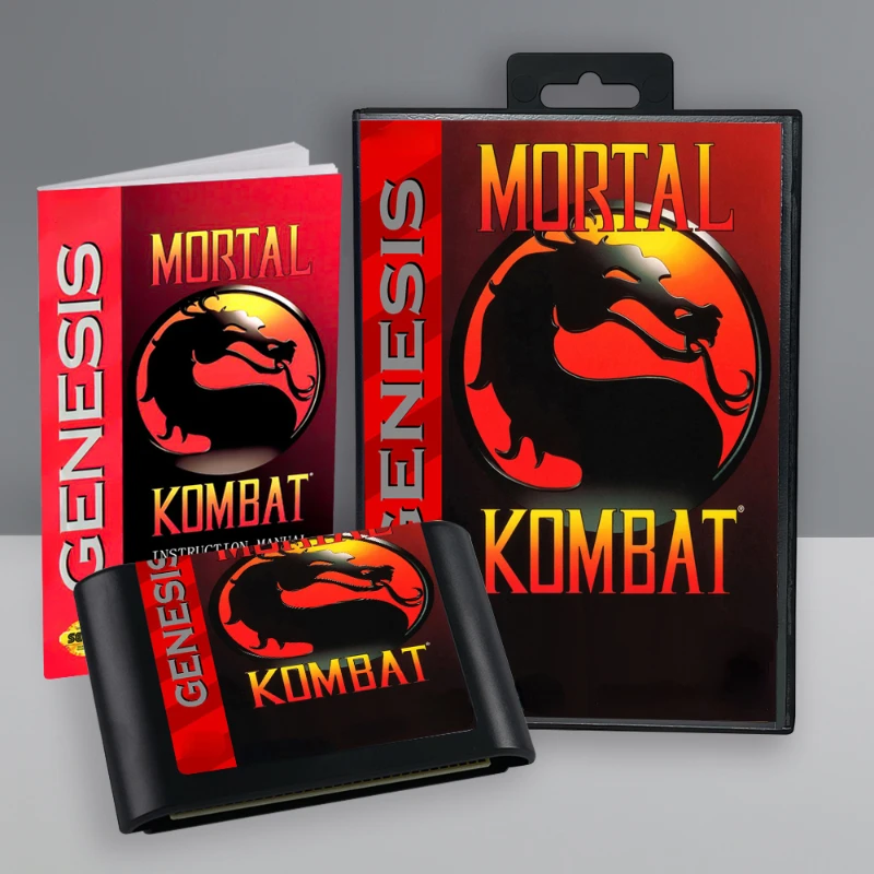 

16-битная игровая карта Mortal Kombat I II III Ultimate Mortal Kombat 3 с руководством по коробке для Sega Megadrive, картридж игровой консоли