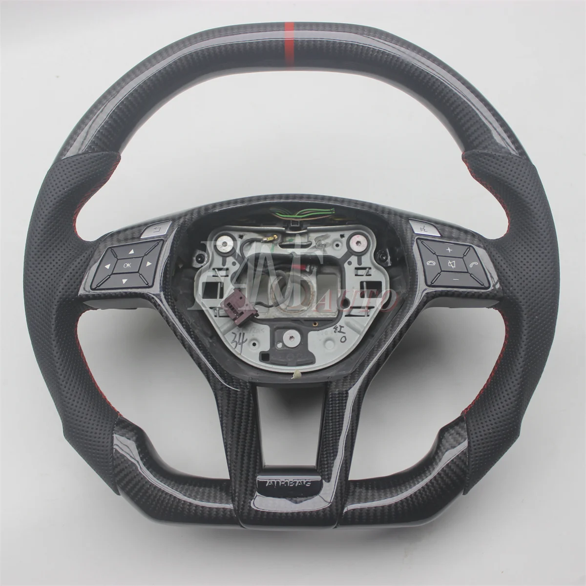 Replacement Real Carbon Fiber Steering Wheel with Leather for Mercedes-Benz W176 W204 W205 W213 CLA GLC GLE450 C63