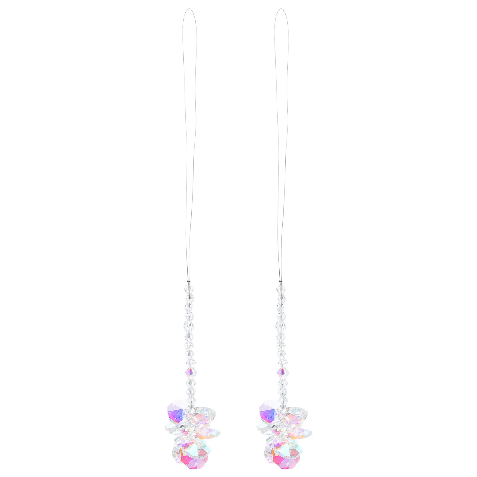 

2 Pcs Crystal Window Sun Catcher Prism Pendant Decoration Baubles White Car Interior Hanging Flower