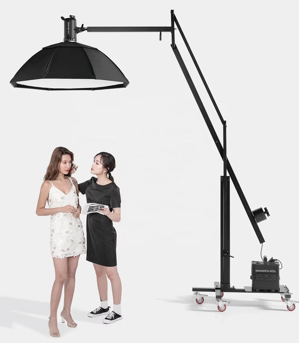 PHJ-200 Camera Cantilever Crane Studio Flash Crane Jib Bracket Balanced Cantilever Wheel Trolley Track with Power Pack Platform - view 2