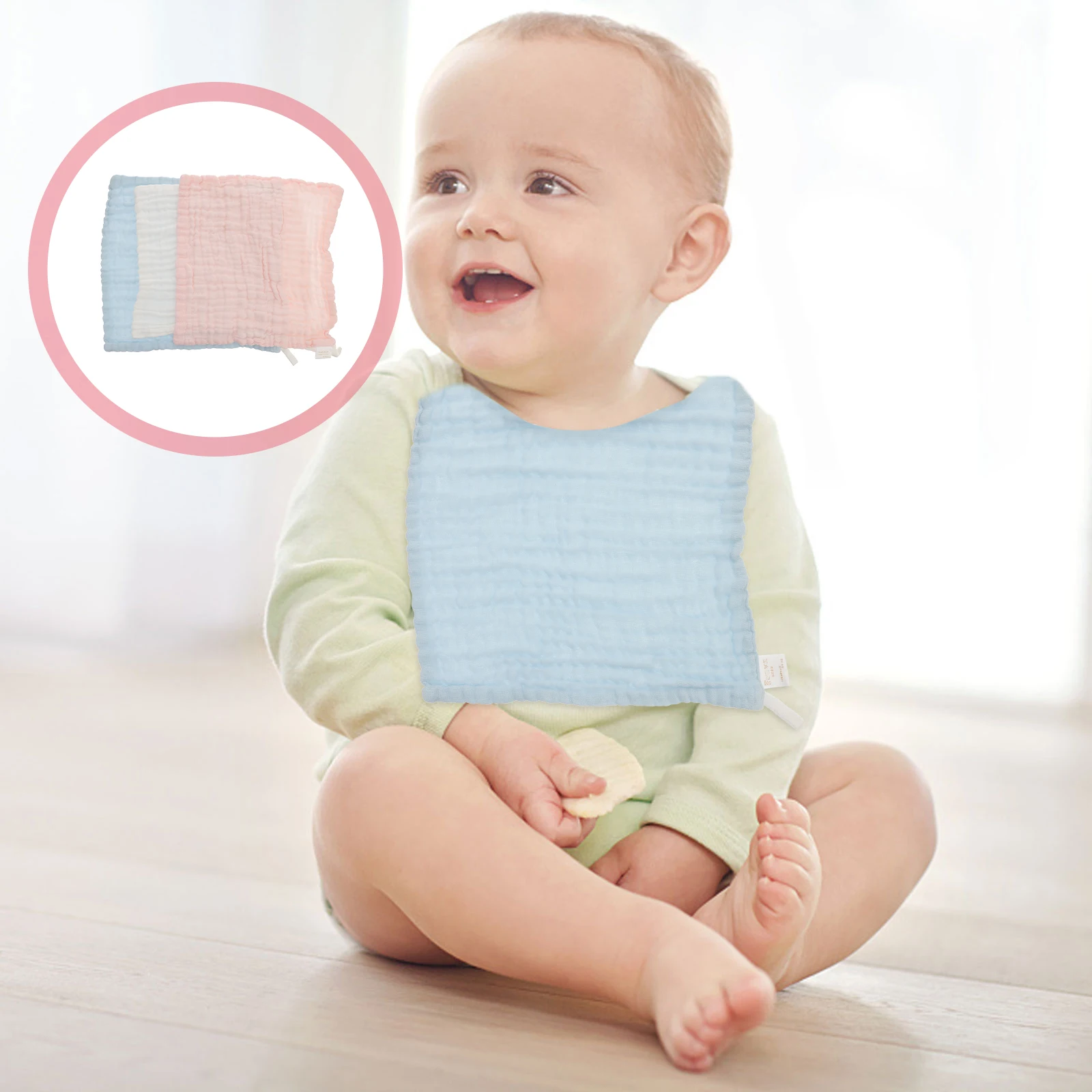 

3Pcs Baby Cotton Gauze Washcloths Breathable Muslin Saliva Towels Face Burp Cloth Drool Towels Newborn Girl Burp Cloths