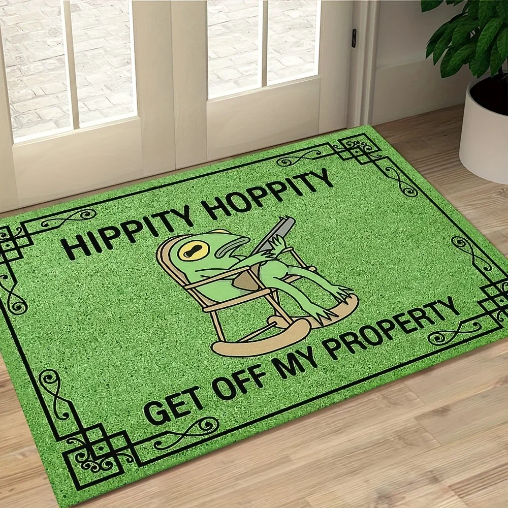 Creative Retro Ornament Frame Funny Slogan Rocking‑Chair Frog Pattern Area Rug For Room Winter Season Warm House Home Ornament