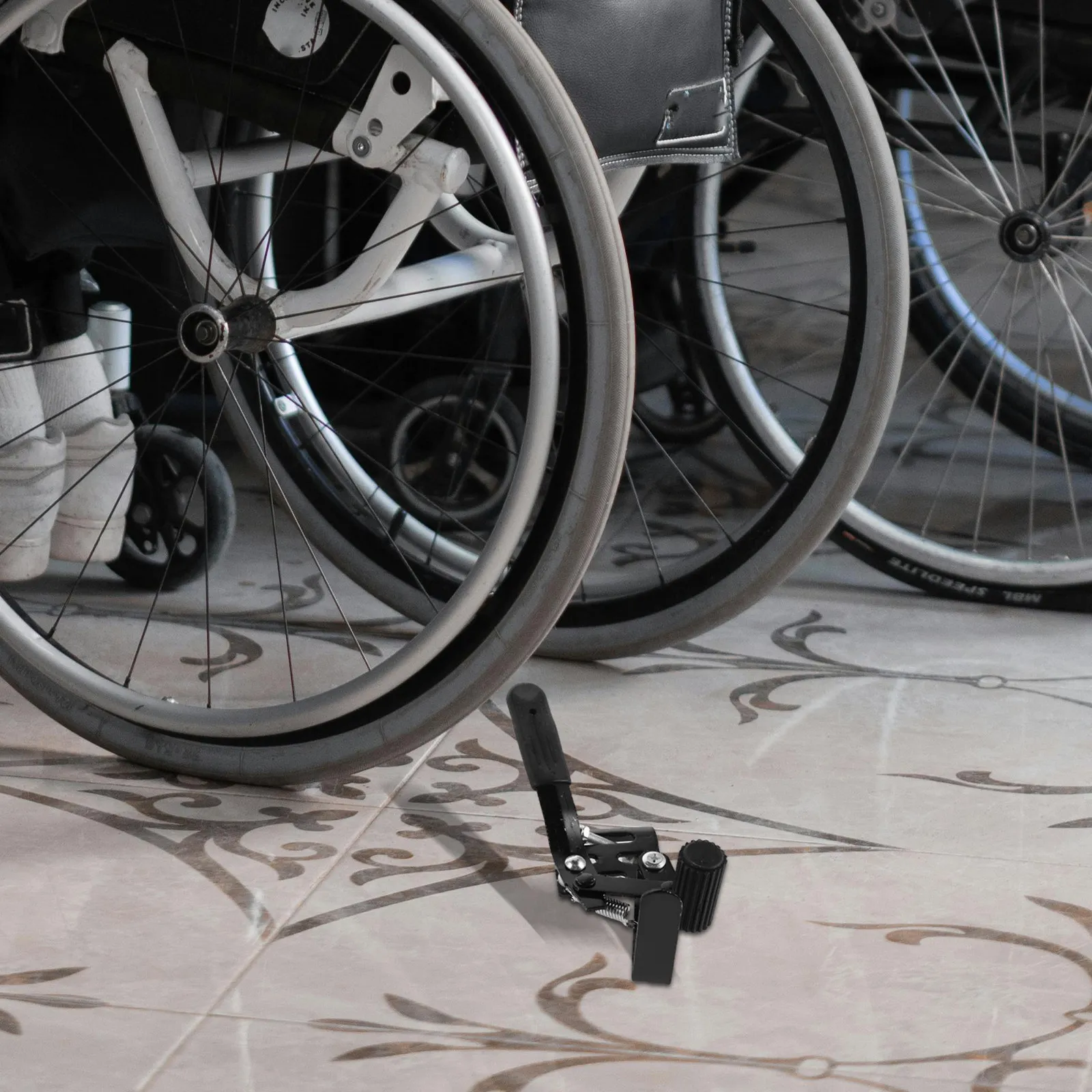 

1Pair Wheelchair Brake Accessories Screw-Fixed Rear Wheel Hand Brake Manual Wheelchair Replacement Metal Lock Handle Lever