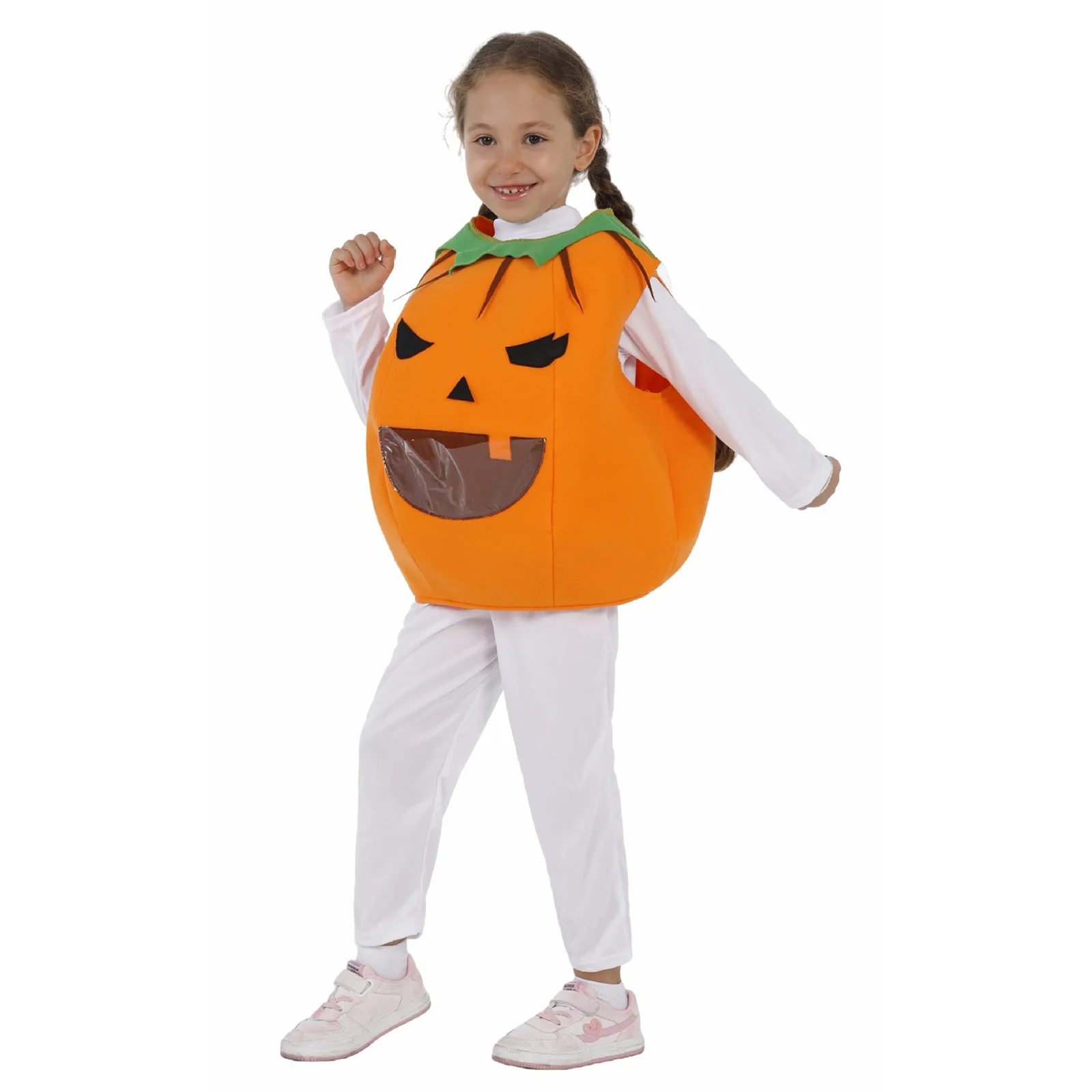 Anime Halloween Pumpkin Cosplay Children Costume Orange Vest Black White Jumsuits Hwadgear Christmas Party Performance Outfits