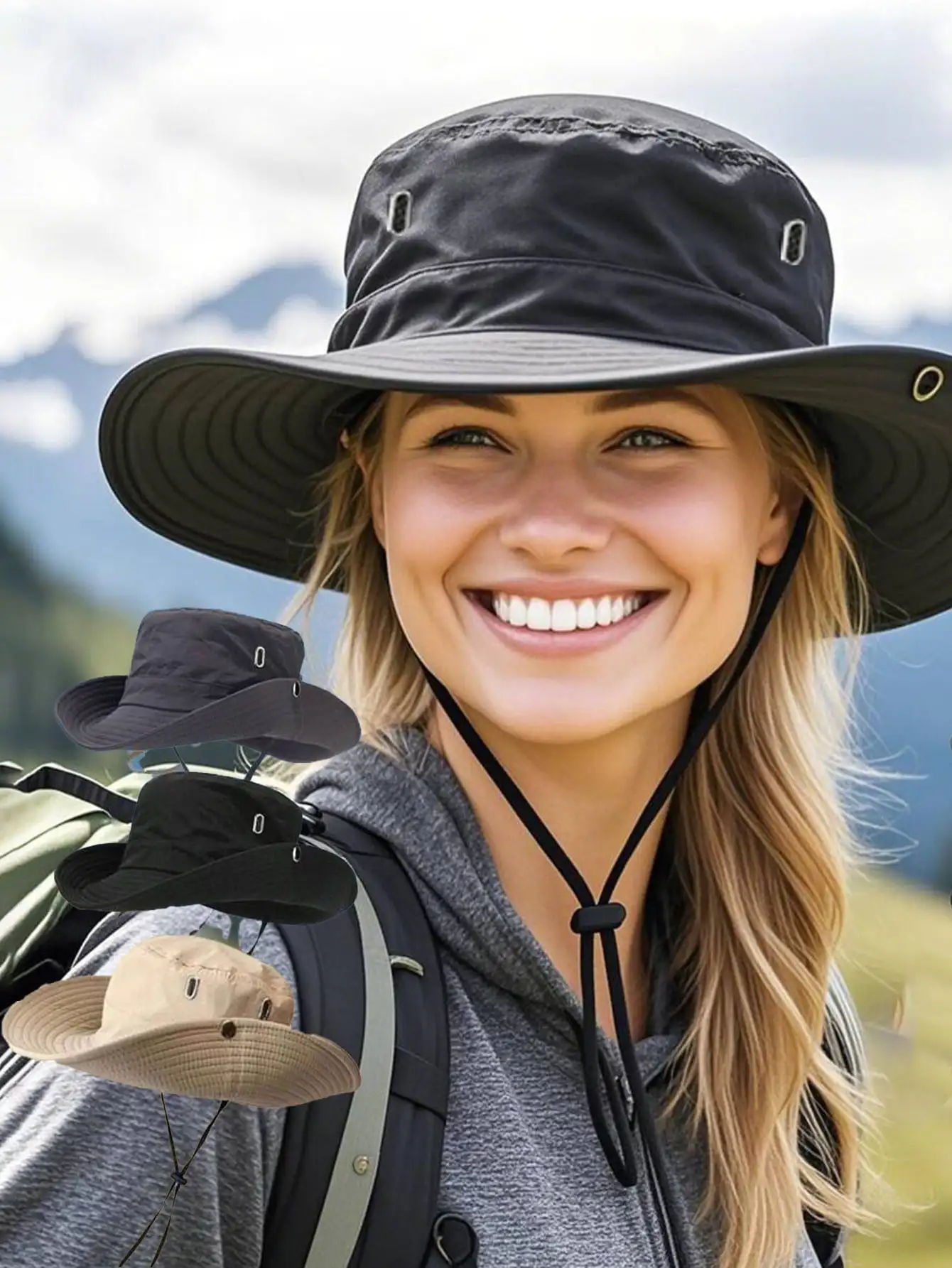 

Women's Breathable Waterproof Quick-Dry Adjustable Wide Brim Sun Hat Sun Protection Suitable For Hiking,Cycling,Camping, Fishing