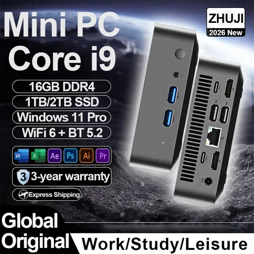Imagen 1 del producto Mini PC 2026 con Windows 11, Intel Core i9 8950HK/Core i3 6100U, PC de Escritorio Portátil, 16GB DDR4, 1TB/2TB SSD, Computadora para Juegos y Oficina