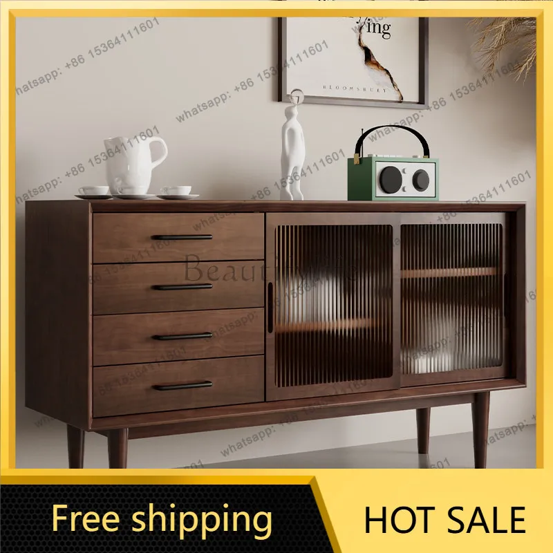 FG Nordic solid wood dining side retro locker modern simple living room integrated wall side cabinet
