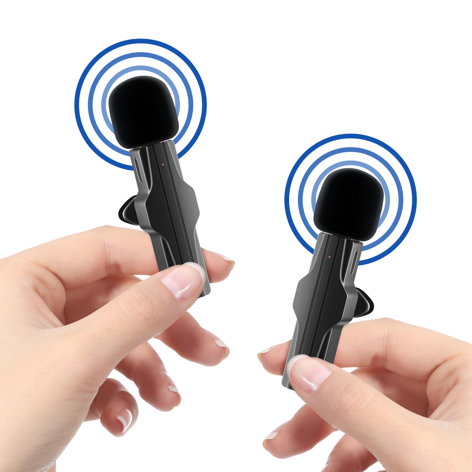 Lavalier ميكروفون لاسلكي صغير محمول تسجيل الصوت والفيديو ميكروفون صغير آيفون أندرويد البث المباشر الألعاب الهاتف هيئة التصنيع العسكري
