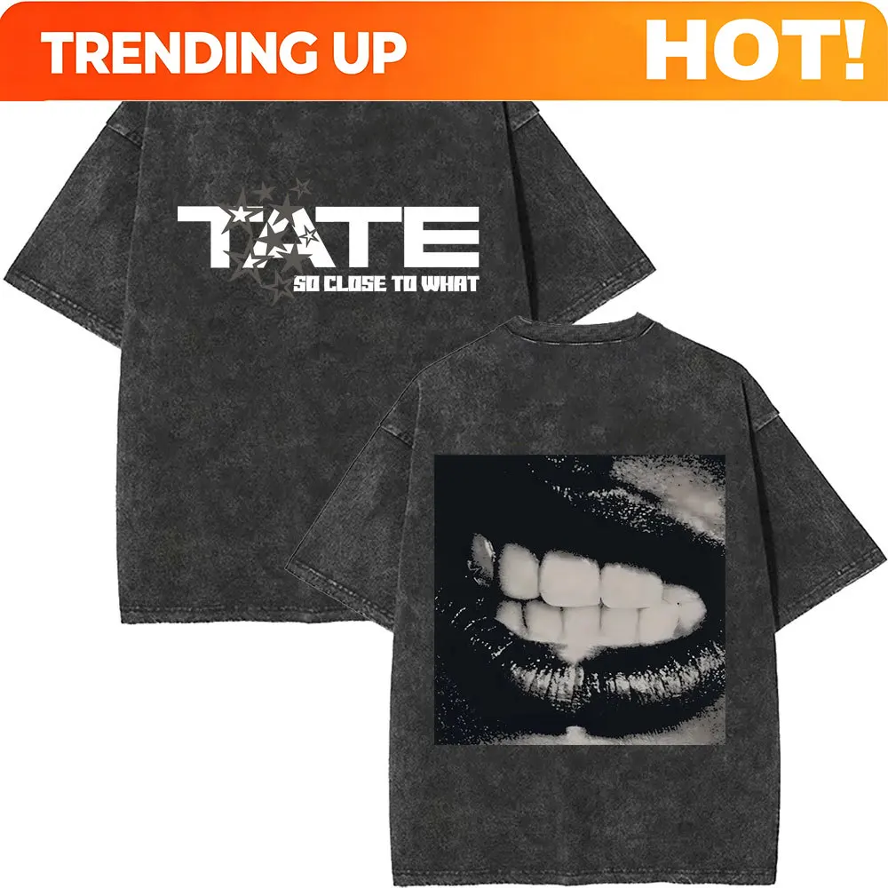 Custom Washed Singer Tate Mcrae Album So Close To What Miss Possessive 2025 World Tour T Shirts Men Women Fashion Oversized T-sh