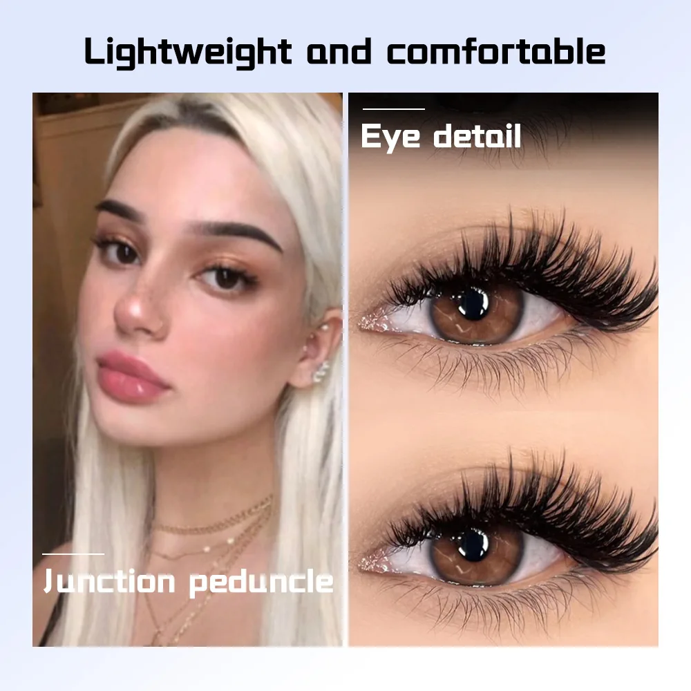 10 pairs of thick false eyelashes, natural lengthening of false eyelashes, black stems, whole 6D lightweight lashes, dramatic im