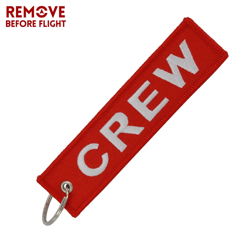 5PCS CREW Embroidery Keychain Aviation Gifts School Bag Car Key Accessories Pendant Trinket Gift Keyrings Fit Men Boy Keys