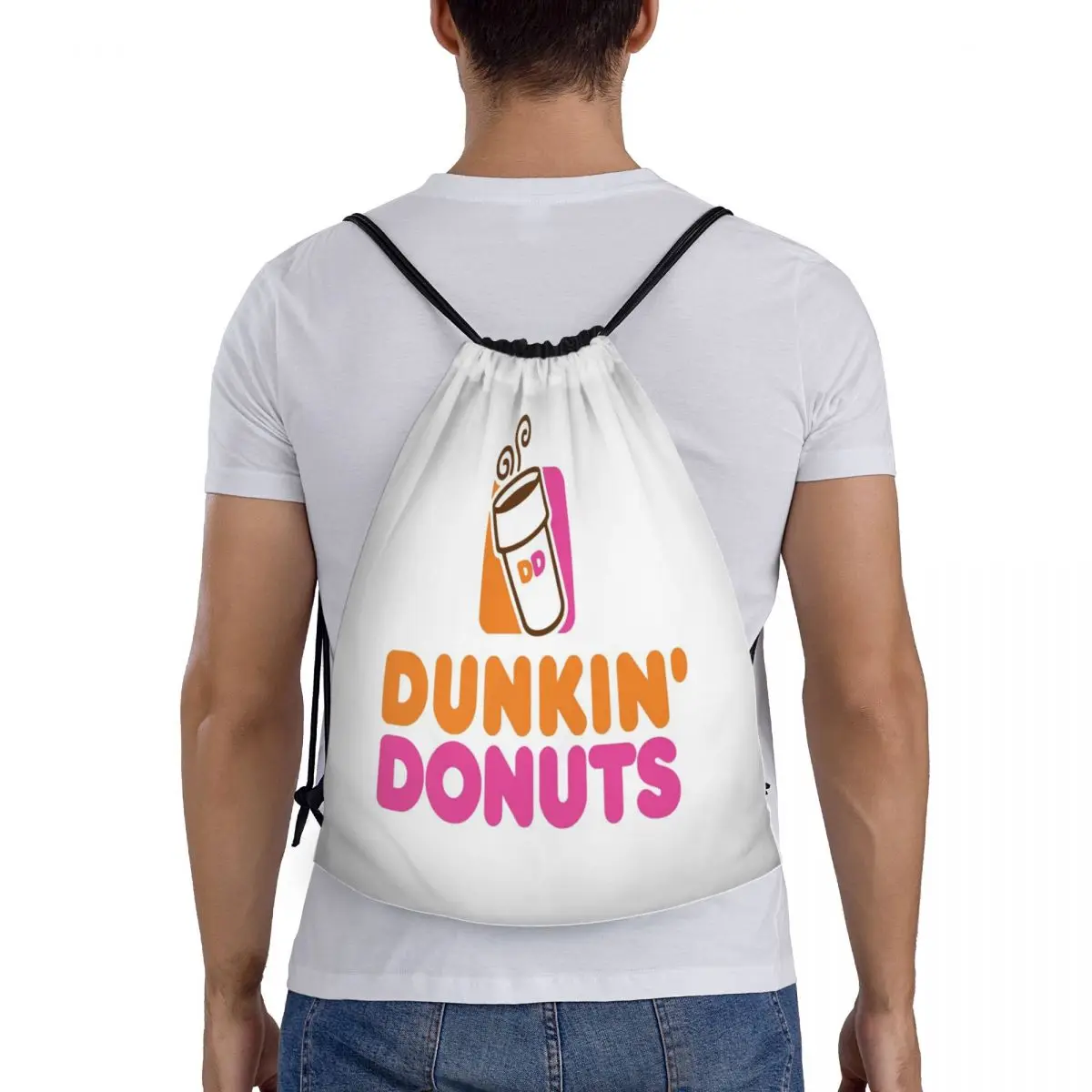 

Dunkin Donuts Backpacks Fashion Drawstring Bags Sports Bag Book Bags for Travel Students