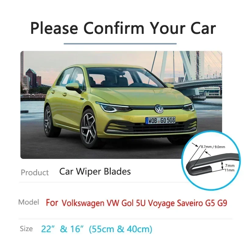 For Volkswagen VW Gol 5U G5 G6 Voyage Saveiro 2008~2022 Windshield Windscreen Brushes Accessories 2010 Car Front Wiper Blades