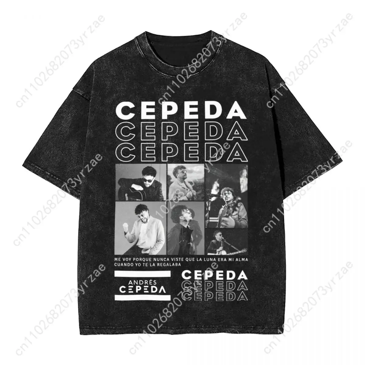 Koszulka Andres Cepeda Retro Wash Męska Damska Wysokiej Jakości Vintage T-shirt Bawełniana Krótkie Rękawy Modna Koszulka Miękka Oddychająca