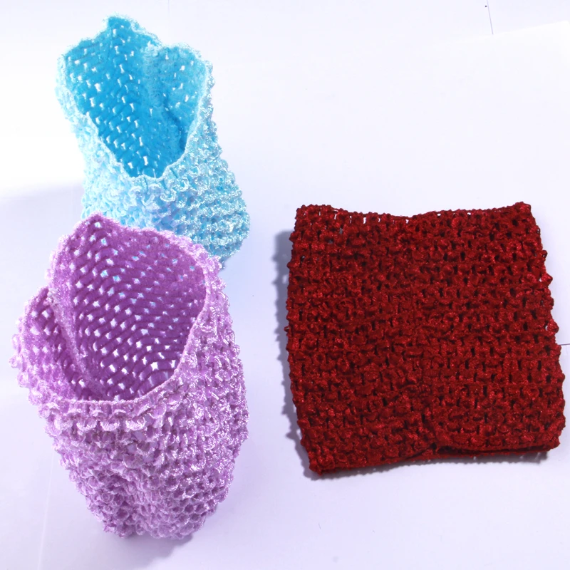 4Pcs 14*14cm 5.5inch Elastic Crochet Tube Wide Knitted Chest Wrap Girl Pettiskirt Part DIY Accessories Headdress Headband