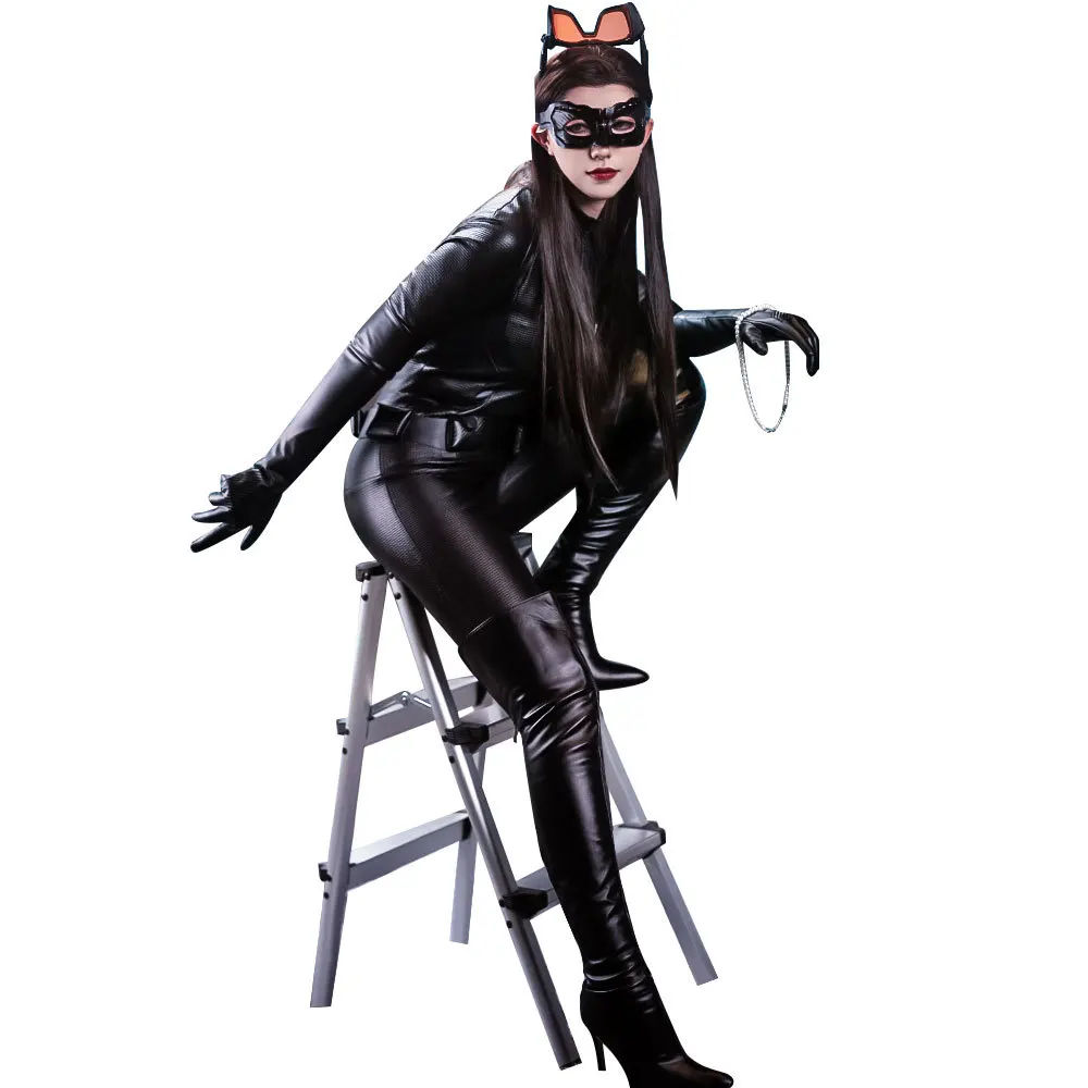 

Selina Kyle Cosplay Costume Woman Jumpsuit Belts Fantasy Outfits Halloween Carnival Party Clothing