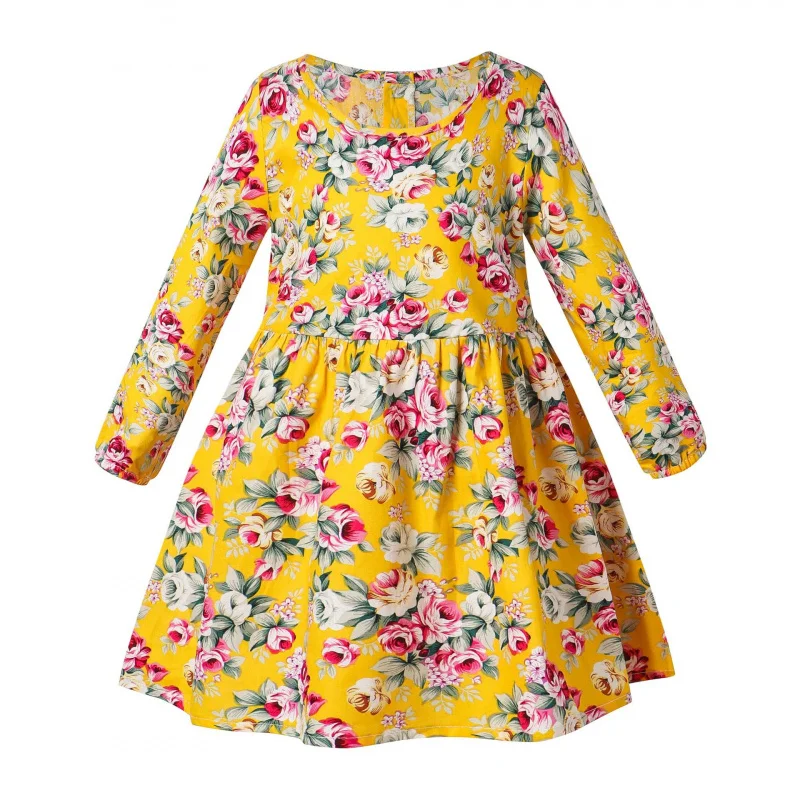 

Children's Clothing Girls Long-sleeved Cotton Dress Spring and Autumn Children's Floral Dress Girls Long-sleeved Children's Dres