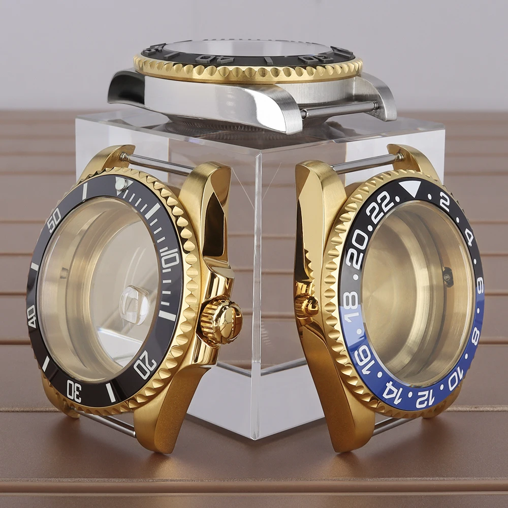 40mm SUB GMT Watch Case Ceramic Insert Sapphire For Yacht Seiko NH35 NH36 NH38 NH34 4R36 Miyota 8215 ETA 2824 20ATM Watch Parts
