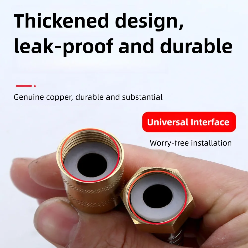 Stainless Steel Shower Hose Brass Nut Reinforced Handheld Shower Head Hose Anti-Winding Leakproof Replacement Hose Bathroom
