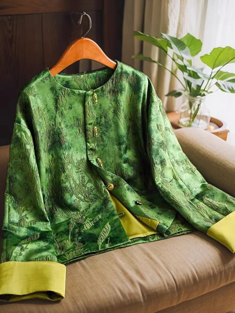 

Двусторонняя вышитая куртка-кардиган женская, весна 2025, высококачественная, в стиле ретро, с нефритовыми пуговицами, в китайском стиле Тан, открытая, на пуговицах.