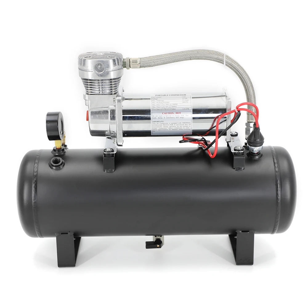 

General Motors 12v Automotive Air Ride Suspension Kit Tire Inflation Tool with 1.5 Gallon Gas Tank, Air Compressor
