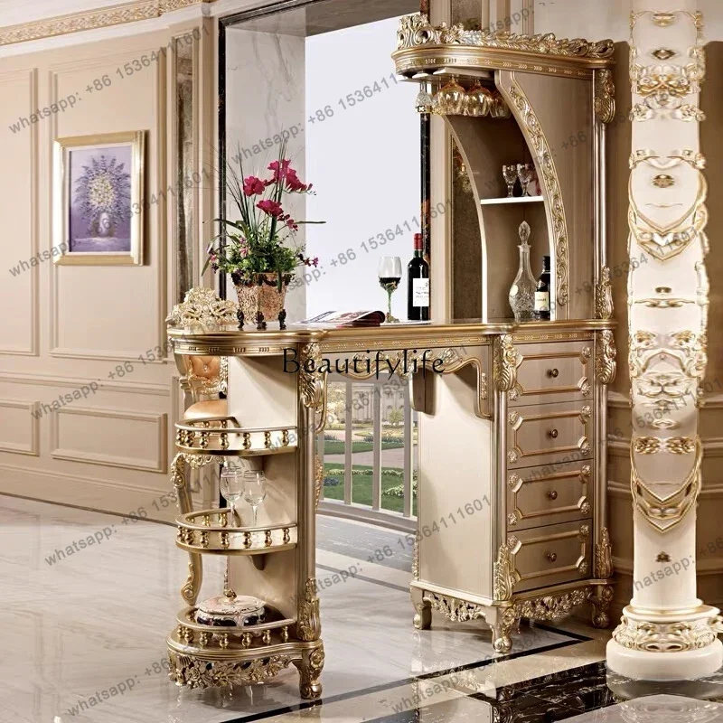jj5 European solid wood door partition cabinet living room bar table locker