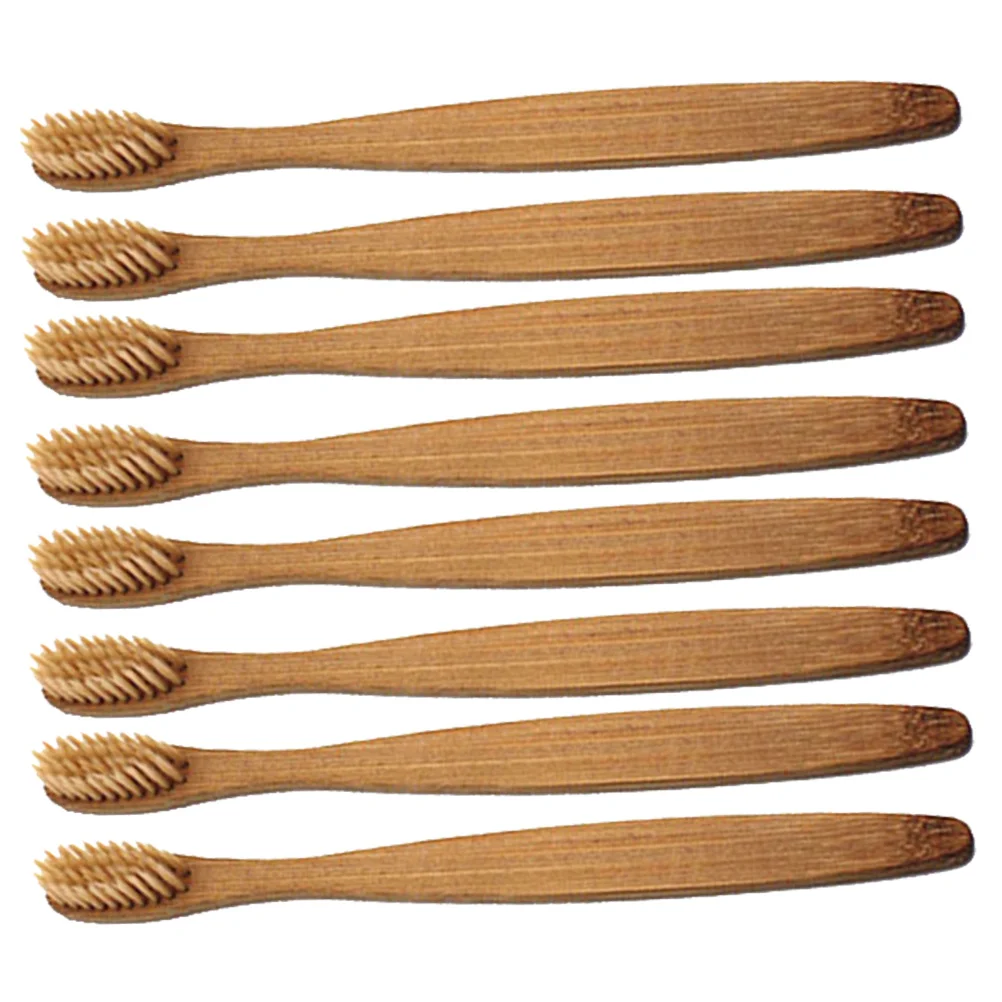 8 قطعة مجموعة فرشاة أسنان مصنوعة من خشب الخيزران مقبض خشبي مستدام قدرة تنظيف قوية يزيل تبييض الأسنان صديقة للبيئة #6