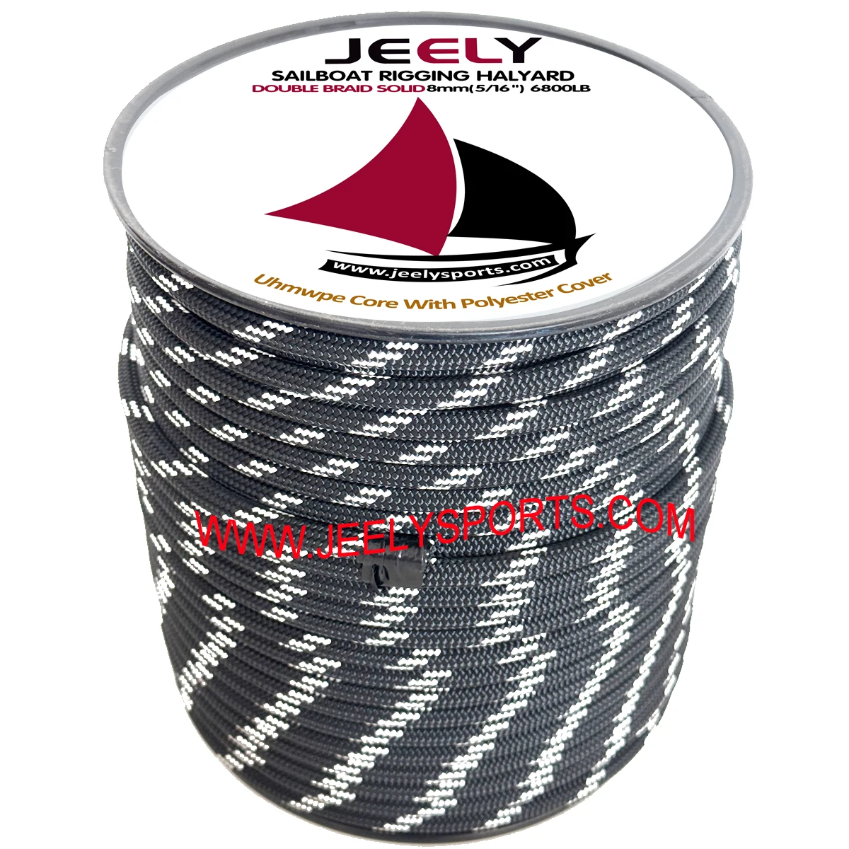 

30m/roll 5/16" 8mm 6800LB Double Braided Uhmwpe Rope for Sailboat