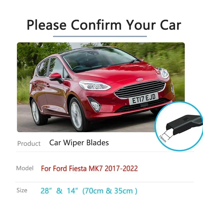 For Ford Fiesta MK7 2017 2018 2019 2020 2021 2022 Frameless Wiper Blades Rubber Front Rear Cutter Auto Replacement Accessories