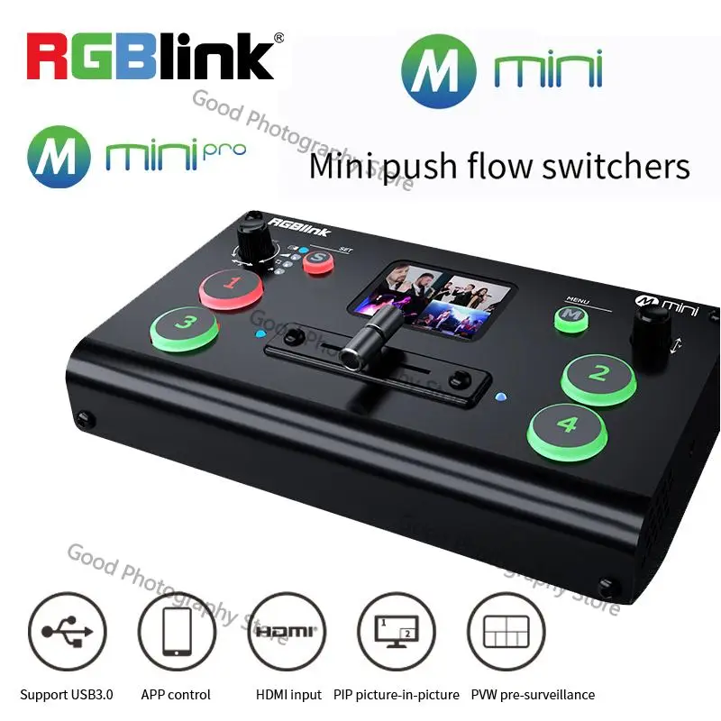 

RGBlink Mini Pro Video Switcher support T-Bar OBS Studio Mini Switcher APP Control USB 3.0 For Live Streaming Broadcast Concert