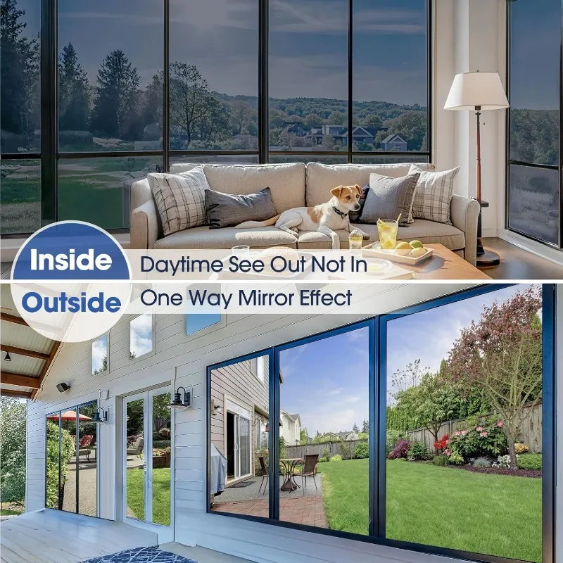 70X100CM Daytime Privacy Window Film - Anti-UV, Sun Blocking Static Cling Tint with One-Way Mirror Effect PET Material