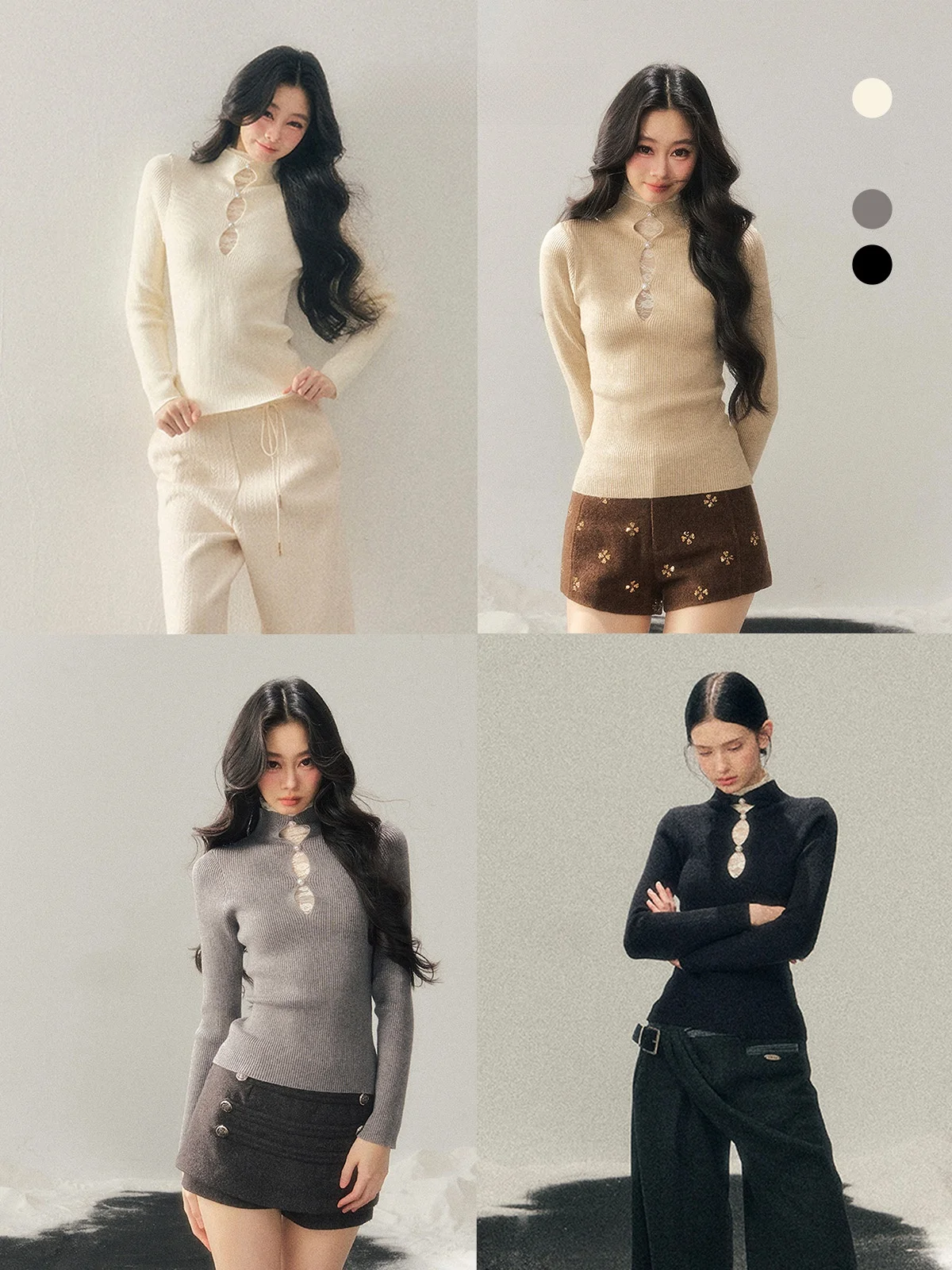 

AOMALM Lace Knitted High Collar Base irt Women's Winter Casual Fit Long Sve Top Polyester Nylon Acrylic Rayon Blend