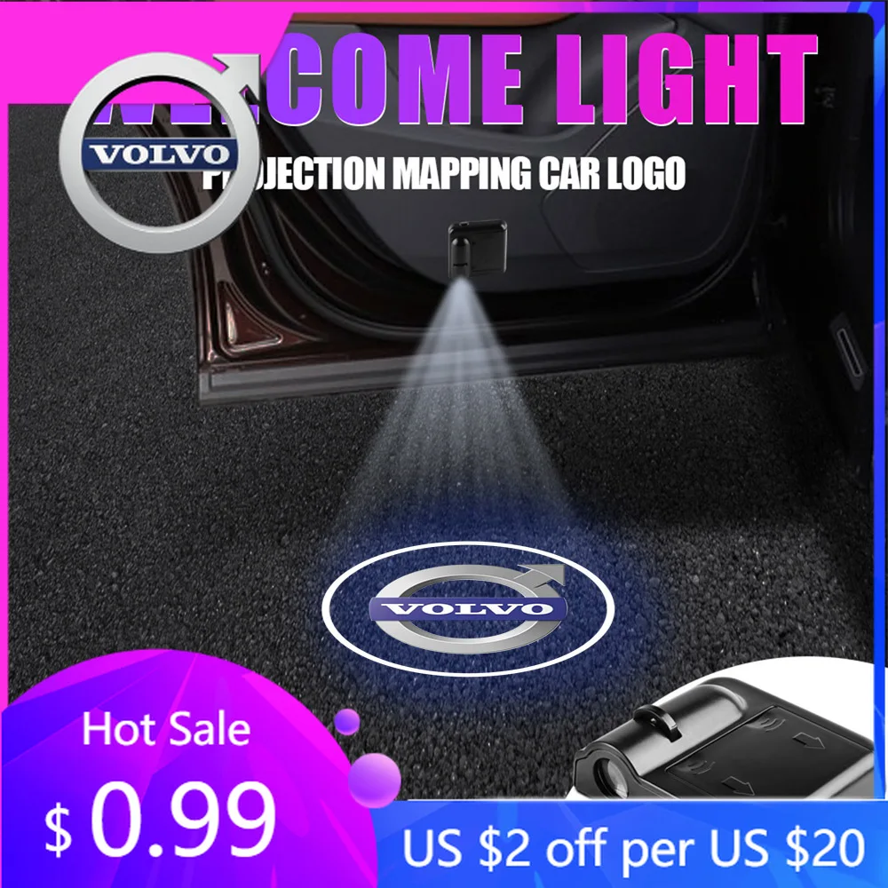 

Колпаки ступицы 1/2 шт. Автомобильные двери HD Добро пожаловать Свет Беспроводная автоматическая эмблема Лампы проектора для Volvo RDESIGN XC60 XC90 S60 S80 S60L V40 V60