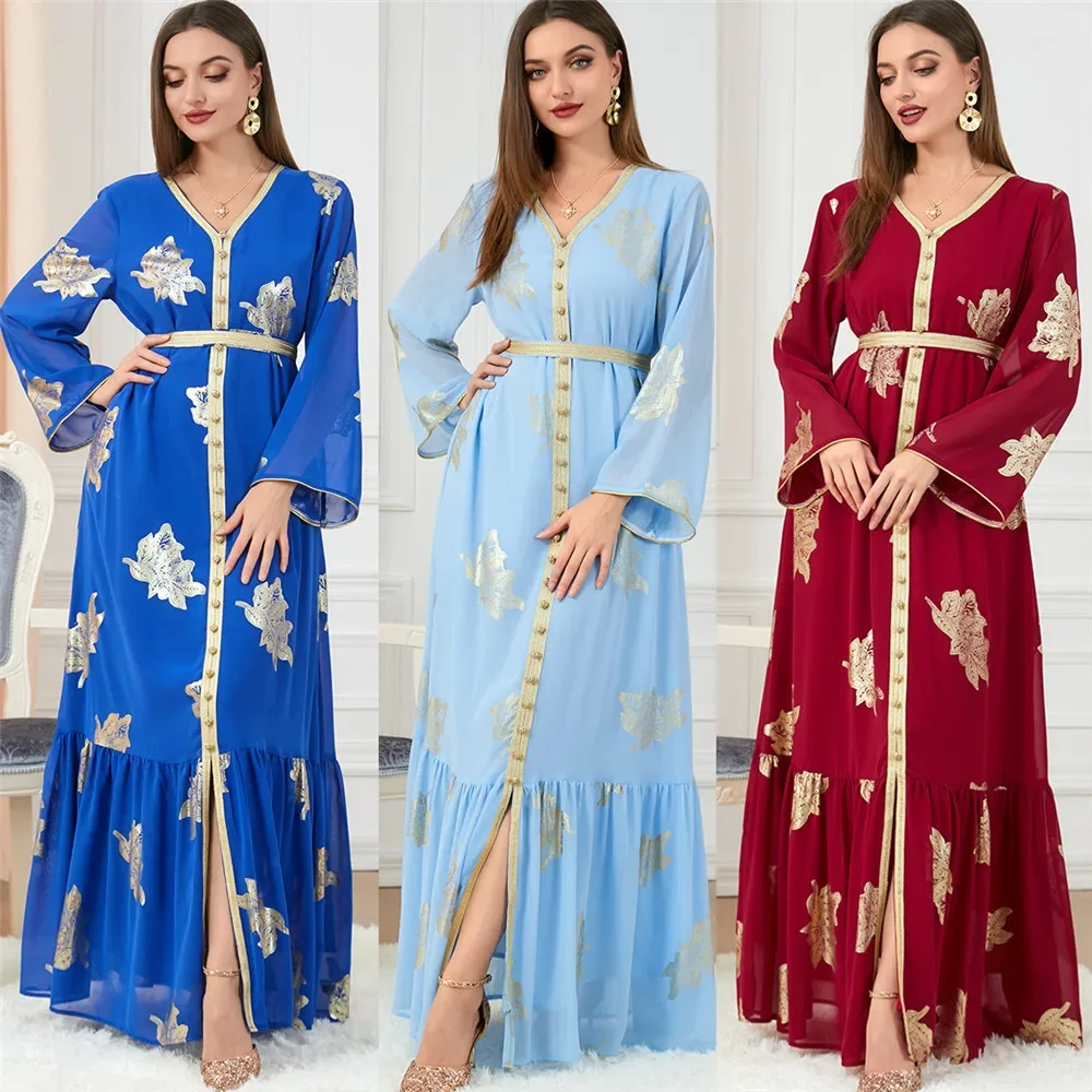 

Floral Print Kaftan Moroccan Woman Jalabiya Dubai Saudi Robe Islamic Clothes Long Arabic Dress Muslim Abaya Eid Caftan Gown