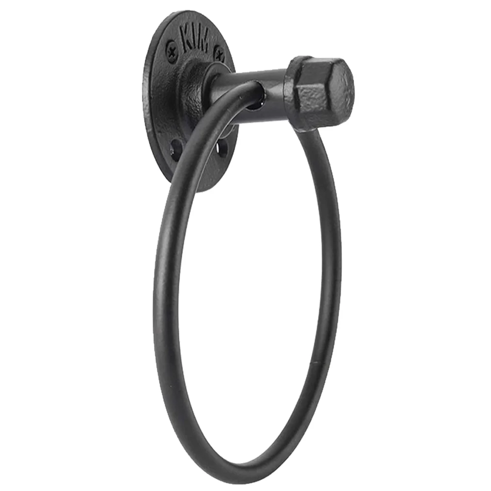 

Modern Wrought Iron Towel Hanging Ring Organizer For Closet Bathroom Toilet Paper Holder Matte Black