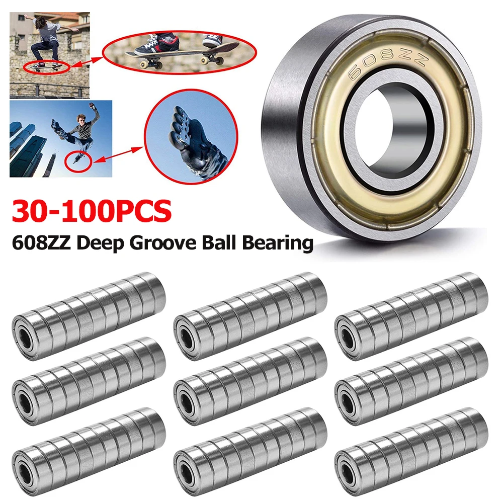 

50-100 шт. шарикоподшипники 608ZZ двойной экран миниатюрный подшипник глубокая канавка из углеродистой стали для скейтборда подшипники для роликовых коньков