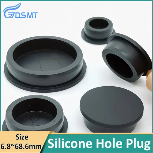 Imagen 1 del producto Tapón de silicona en forma de T negro, cubierta de orificio de goma, sellado a prueba de polvo, almohadilla de pie absorbente de golpes A-6,8mm ~ 68,6mm