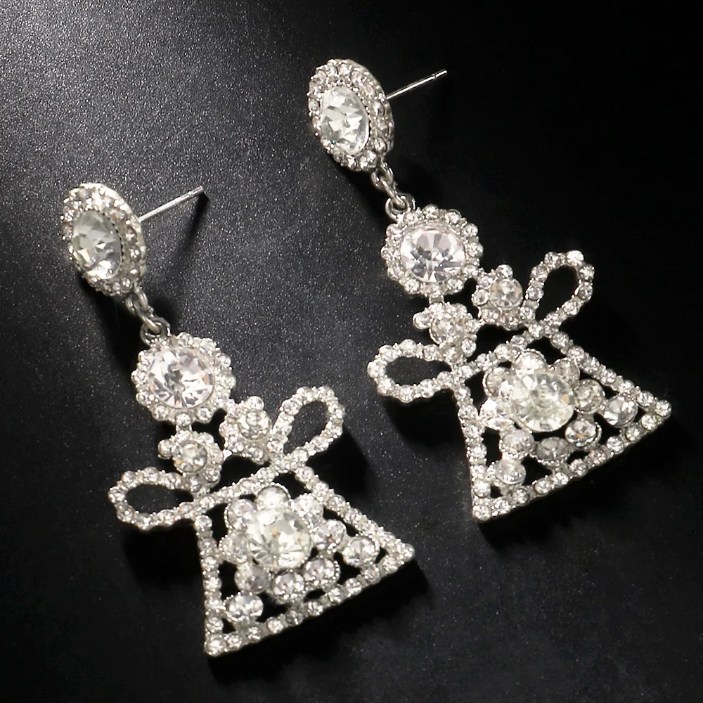 Stonefans Fashion Geometry Dangle Earrings Rhinestone Ear Jewelry 2024 Shiny Crystal Bridal Earrings Wedding Accessories Gift