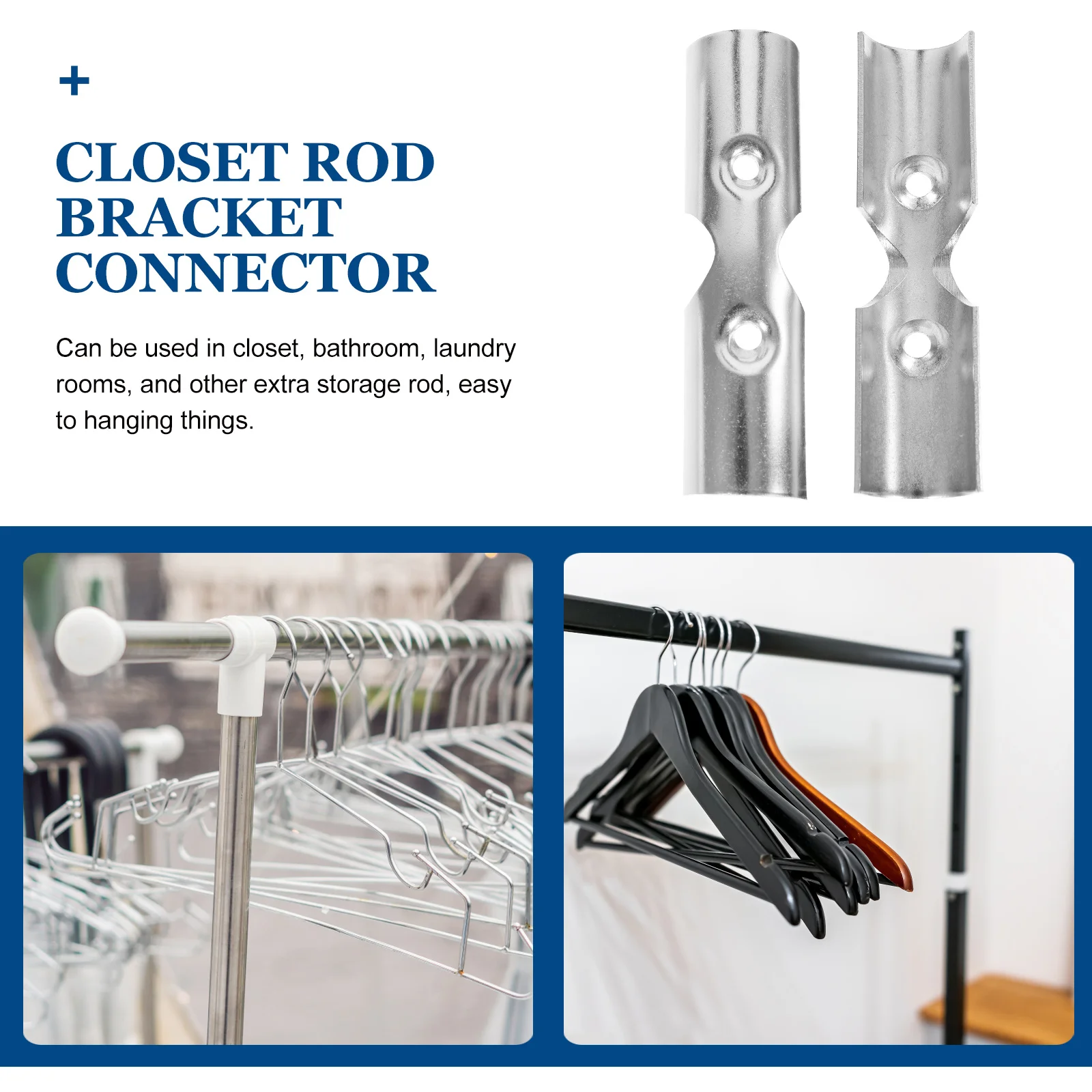 

2Sets Stainless Steel Closet Rod Connectors Heavy Duty Adjustable Rod Holder Bolts Closet Pole Connector for Storage Rods