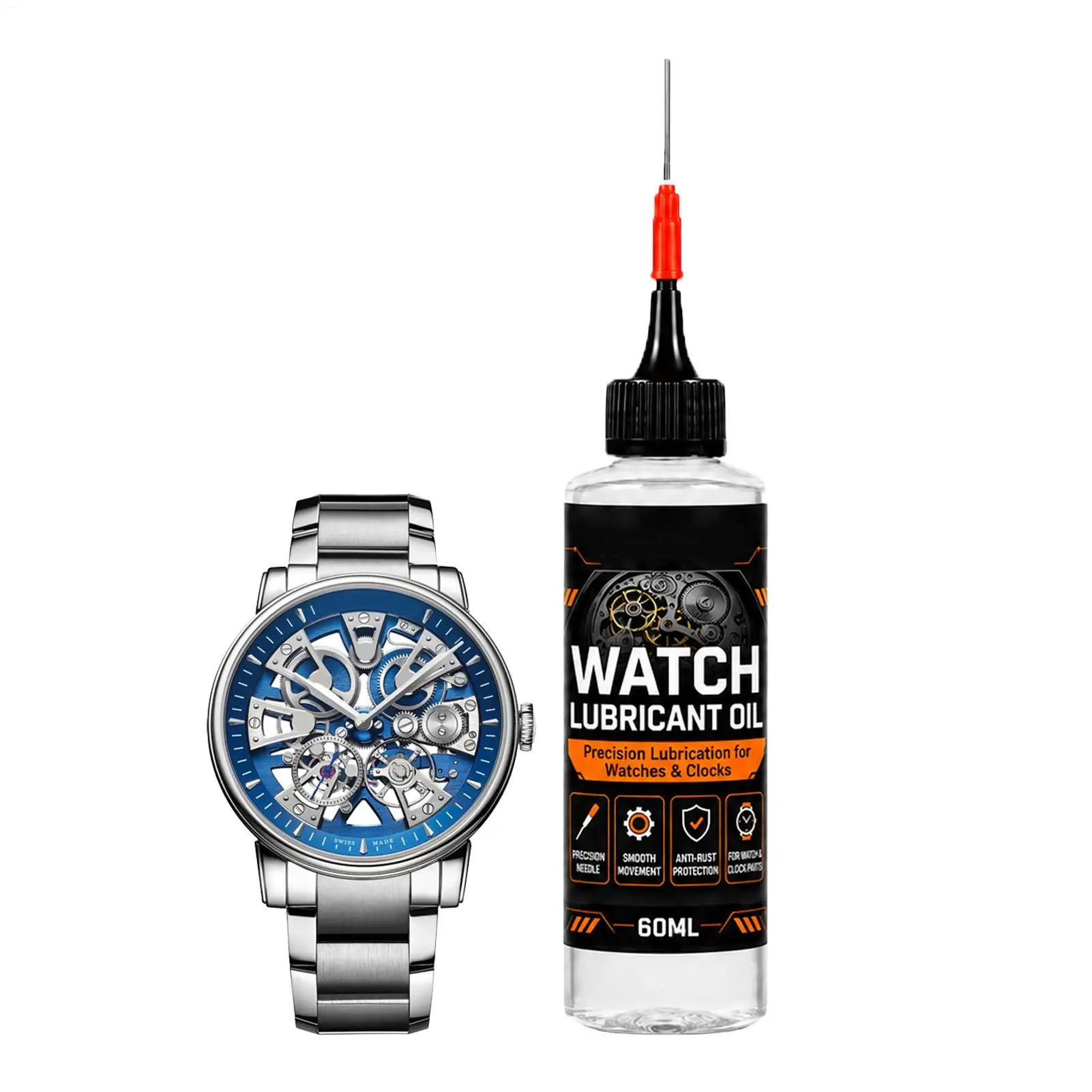 60ml Watch Oil Long-Lasting Rust-Resistant Watch Lubricating Oil Synthetic For Maintenance Restoration Watchmaking Home Workshop