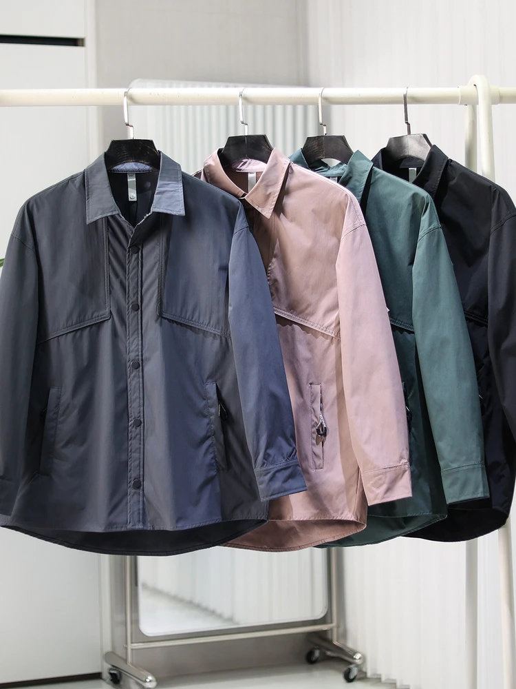 

Outdoor Men's Shirt Jacket Loose Fit Long Sleeve Workwear Style Wear Resistant Tear Proof Polyester Fiber Autumn Casual Coat