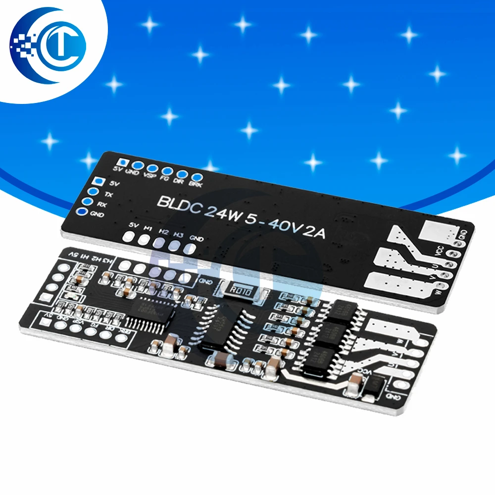 Módulo de controle de motor Hall indutivo BLDC 24W: driver trifásico 5V-40V 2A PWM