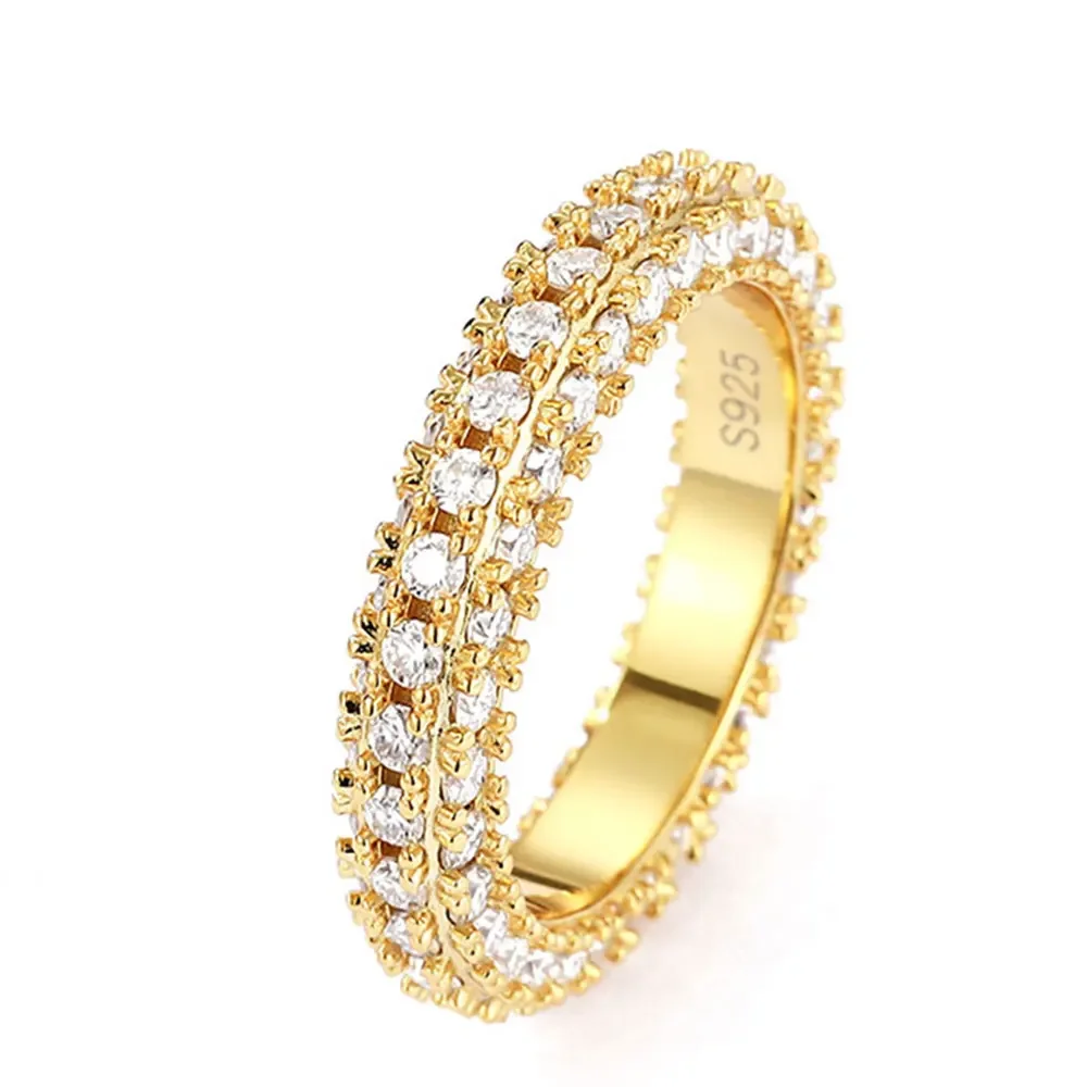 KNOBSPIN-Anéis Moissanite para Homens e Mulheres, Banda Eterna, Diamante de Laboratório, S925 Banhado a Prata, Anel de Ouro 18K, D VVS1, Anel De Casamento