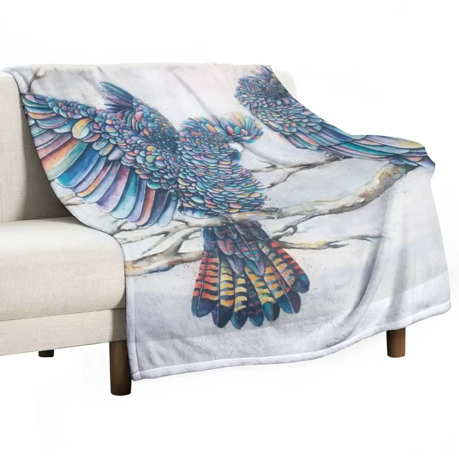 Black Cockatoo Pair - Rainbow Throw Blanket Summer Beddings wednesday Soft Plaid Thermals For Travel Blankets