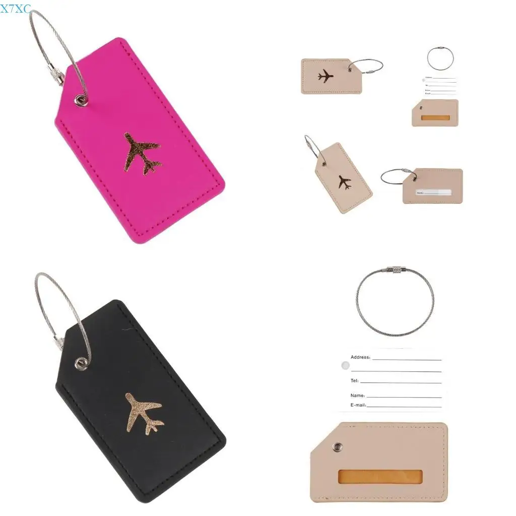 X7XC Luggage Tages PU Leather Suitcase Tages with Steel Baggages Handbag Tages