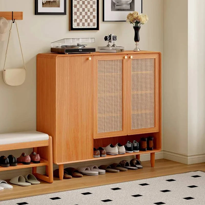 Dust Cover Strong Shoe Cabinet Design Retro High Solid Wood Drawer Shoe Cabinet Space Saving Mueble Zapatero Furniture For Home