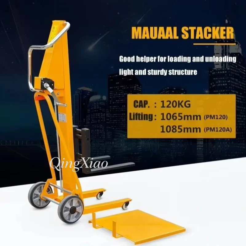 Mini Lightweight Hand Crank Manual Stacker Portable Lifting Forklift Platform Trolley Structure For Home Goods Loading Work