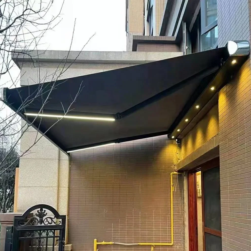 Outdoor Sunshade Automatic Retractable Side Awning/Aluminum Rolling Awning Door Canopy Auvent